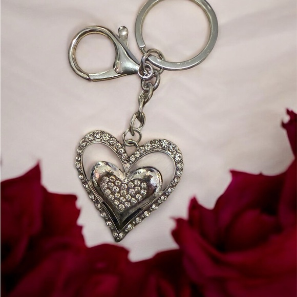 Sequin Hearts Accessories - Sequin Hearts Silver Rhinestone Key Holder or bag chain